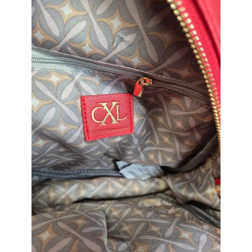 CXL Christian Lacroix Red Mini Backpack Gold Zip Faux Leather Small Bag NWT - Picture 9 of 10